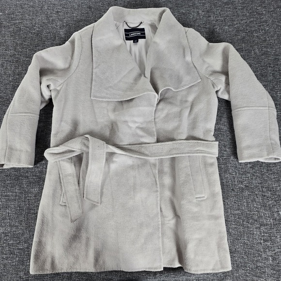 Lands' End Jackets & Blazers - Lands End Women's Dove Grey Cream Belted Coat